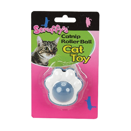 Catnip Roller Ball Paw Blu/Wht