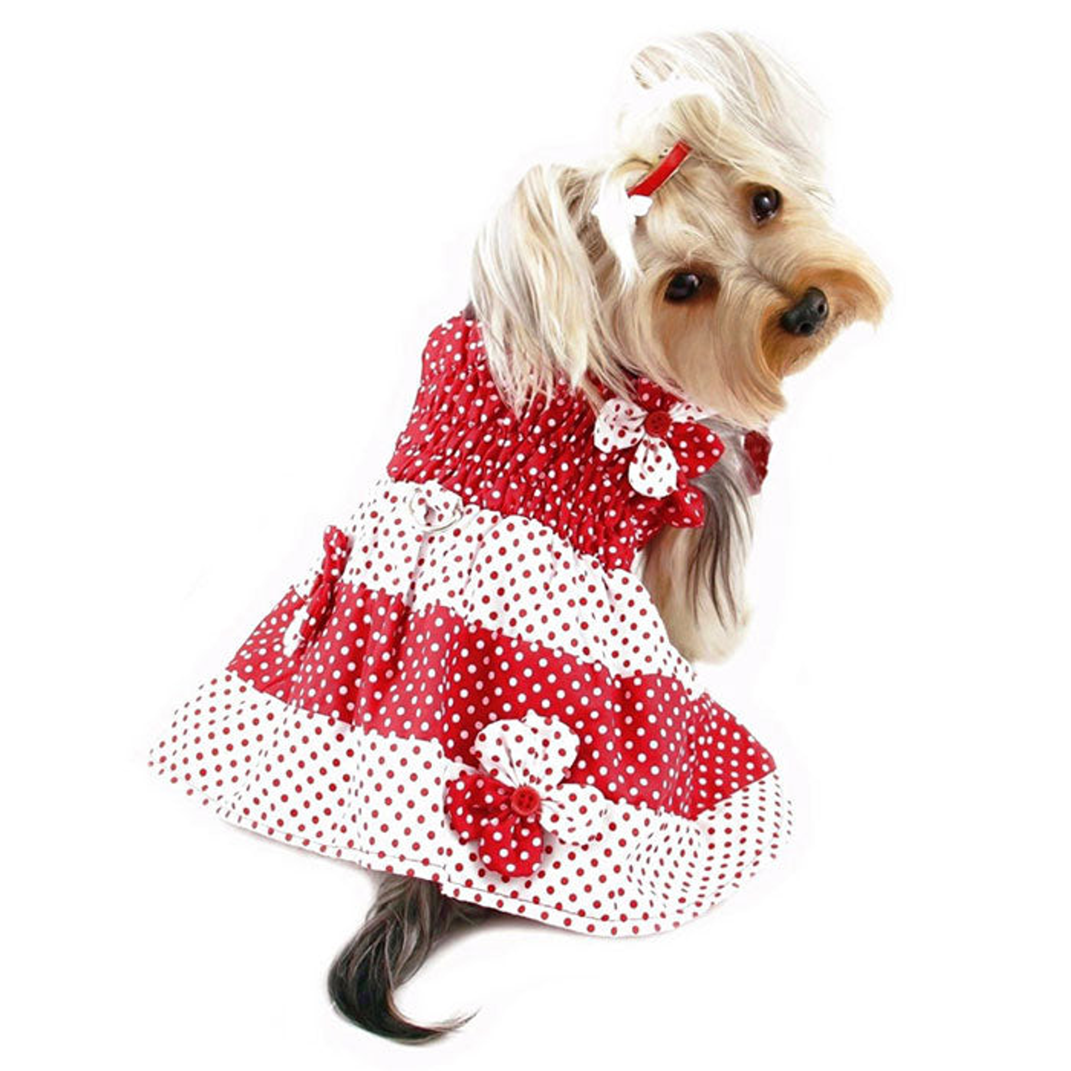 Red & White Polka Dots Sundress with Contrasting Flowers