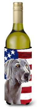 USA Patriotic American Flag Design with Dog Wine Bottle Hugger