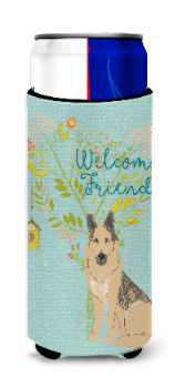 Welcome Friends with Dog Ultra Hugger for Slim Cans