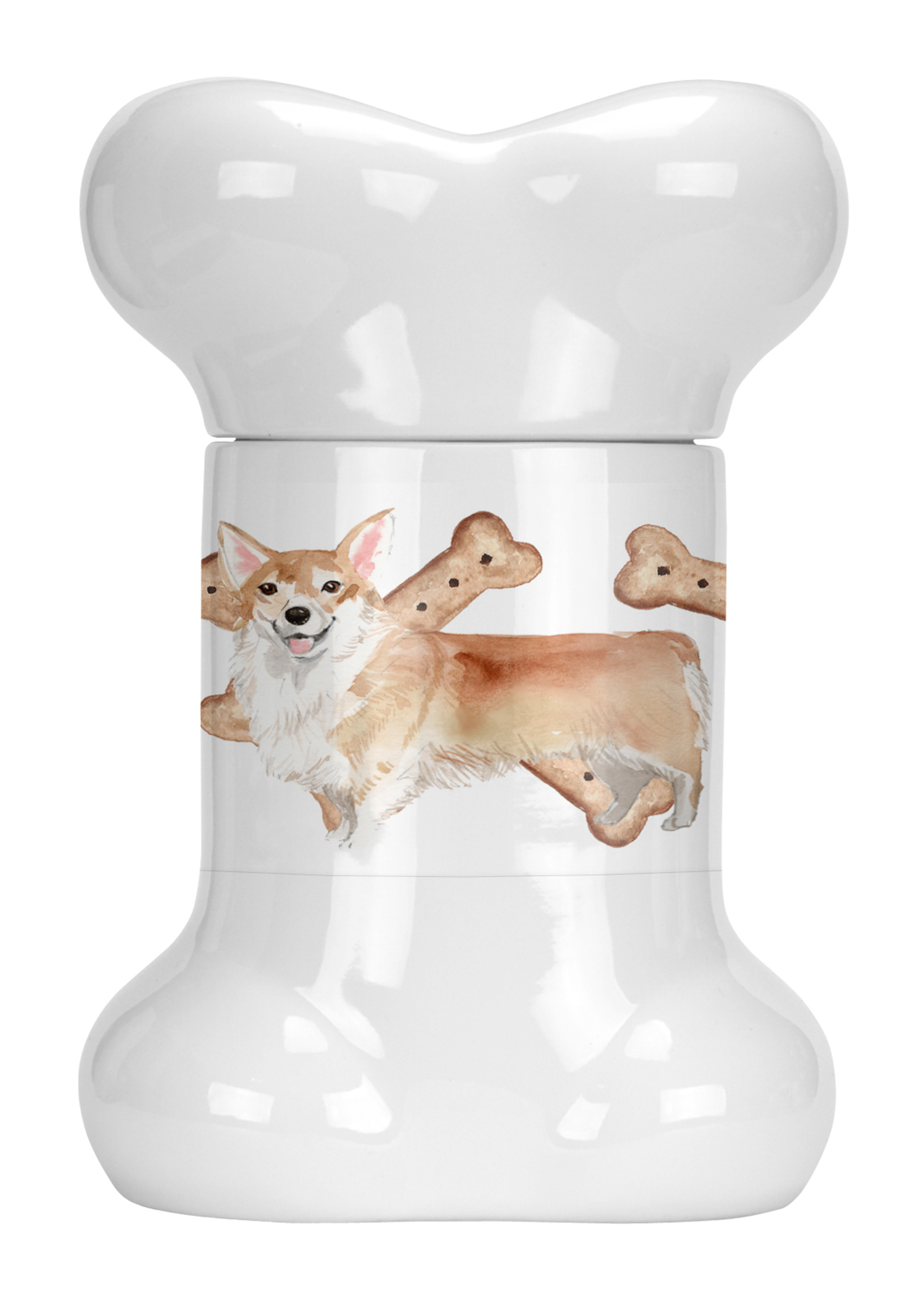 Dog on Bone Shaped Treat Jar