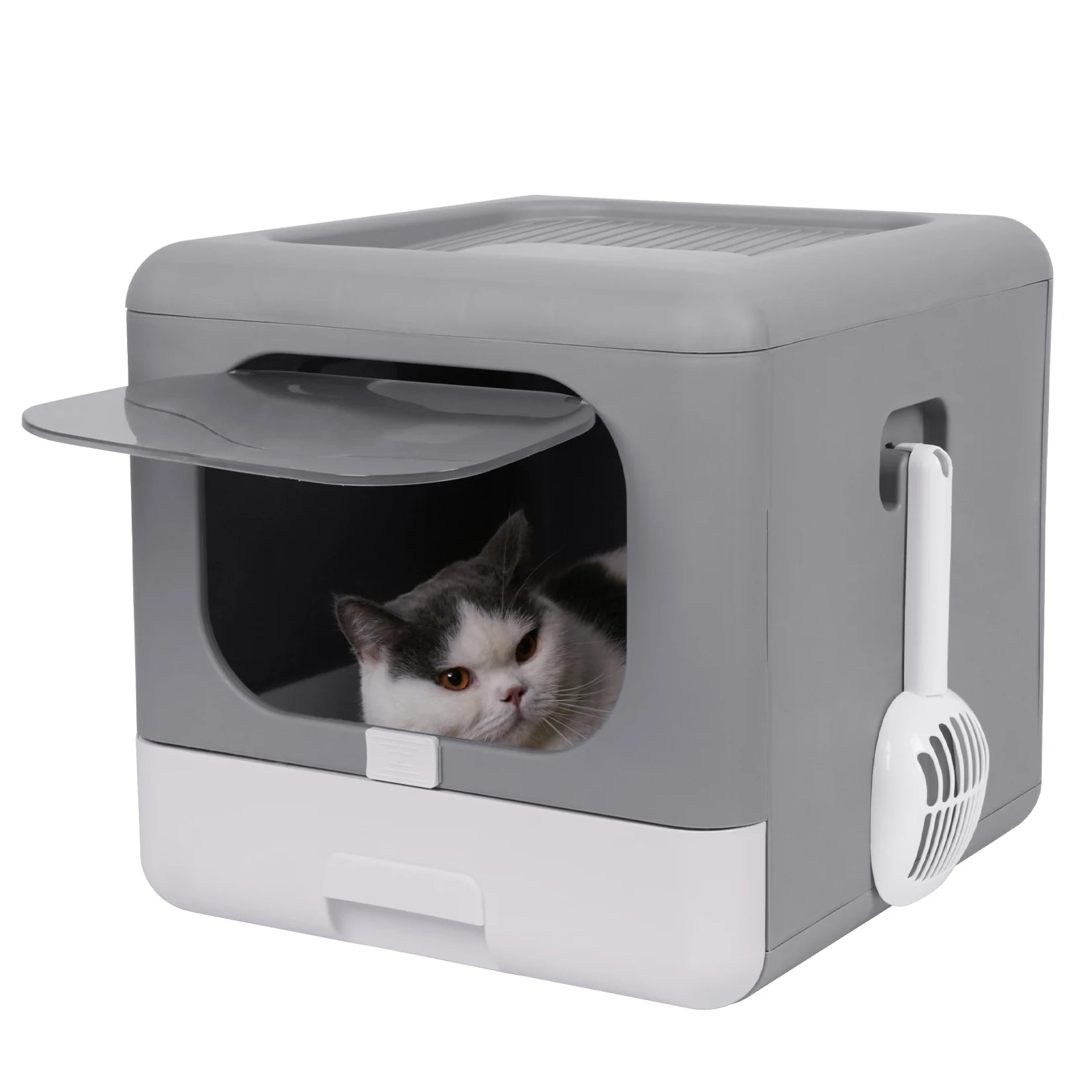 Cat Foldable Litter Box With Top Entry