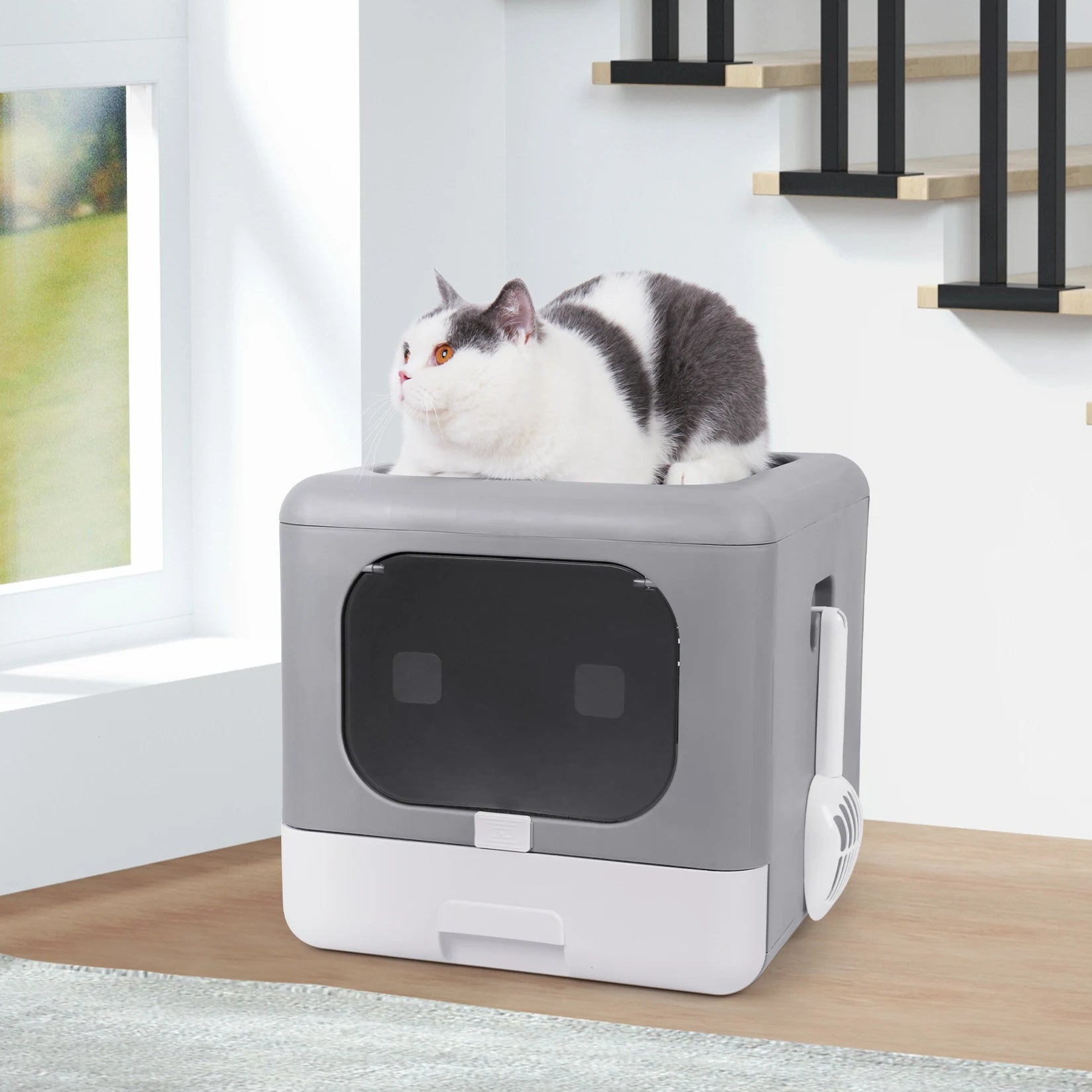 Cat Foldable Litter Box With Top Entry