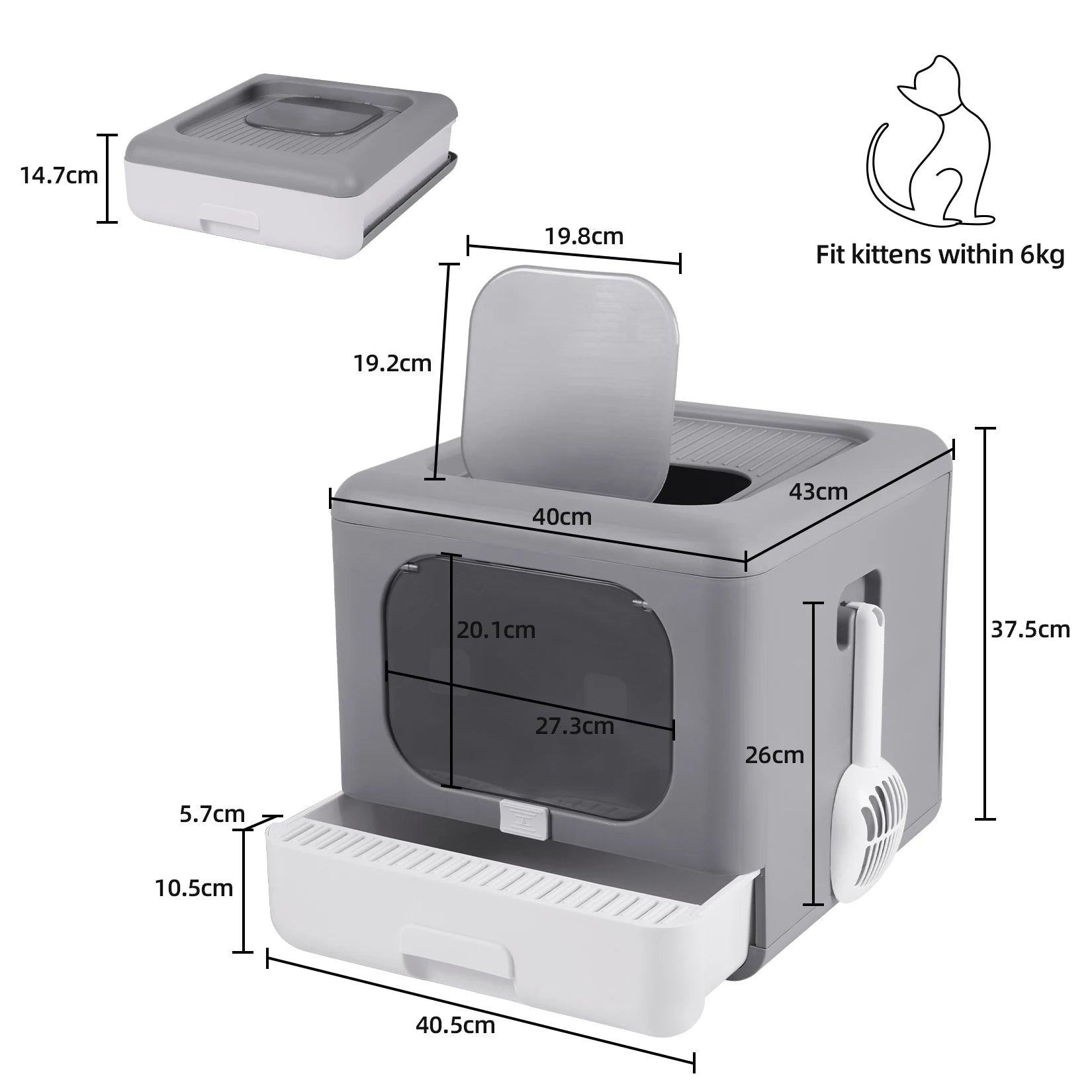 Cat Foldable Litter Box With Top Entry