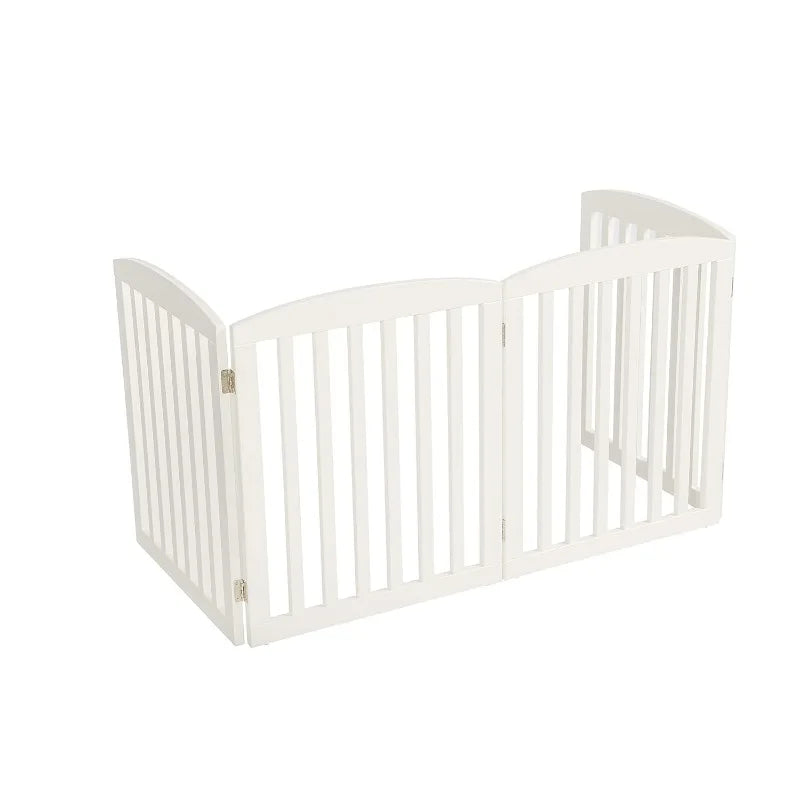 Wooden Freestanding Foldable 24 inch 4 Panels Pet Gate in White or Black