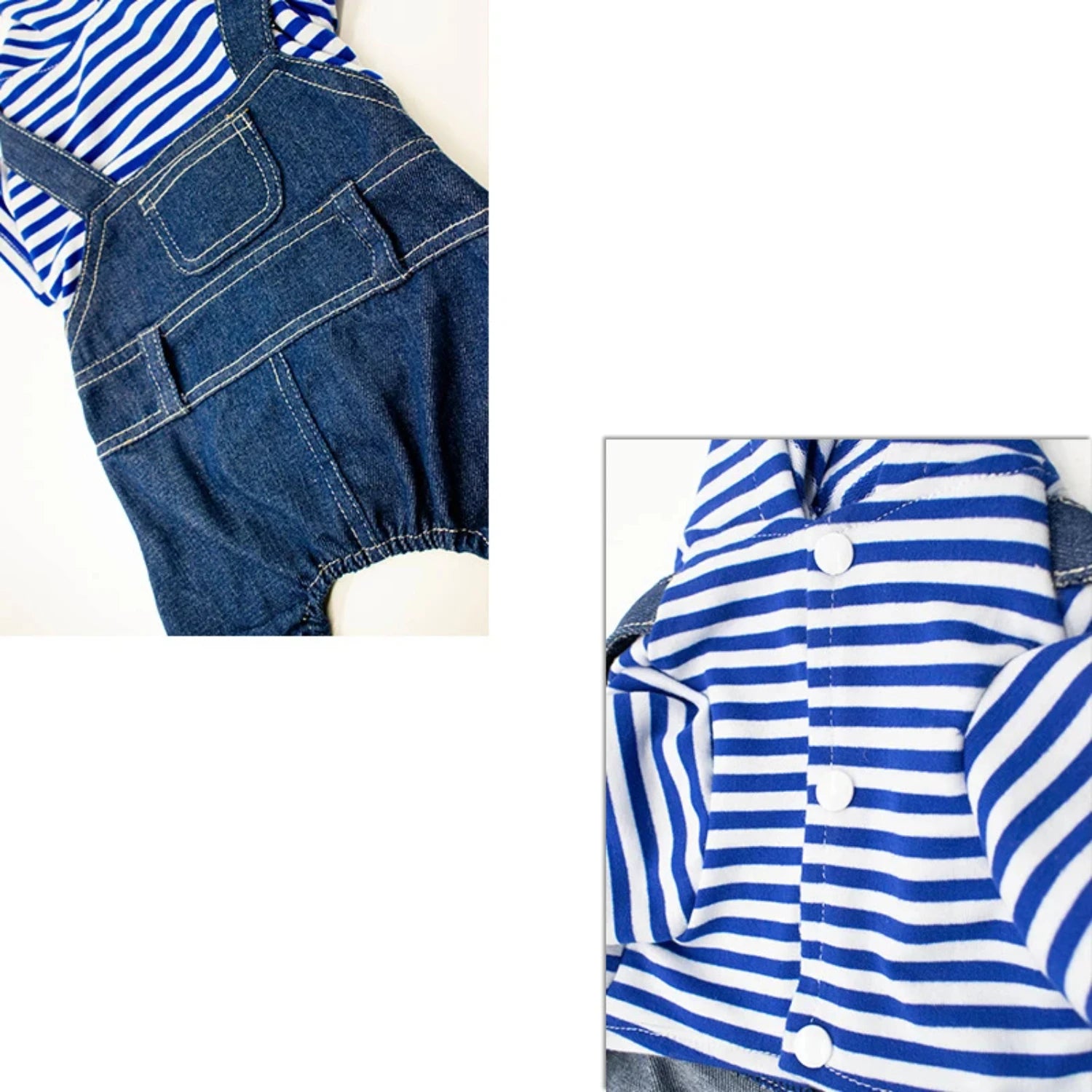 Chic and Adorable Striped Plaid Denim Jumpsuit for Your Dog or Cat