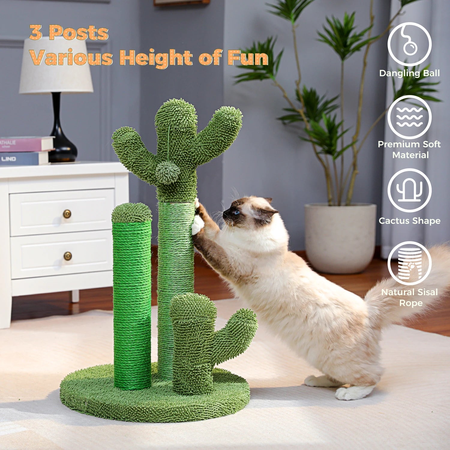 Cactus Cat Tree with Ball and Scratching Post