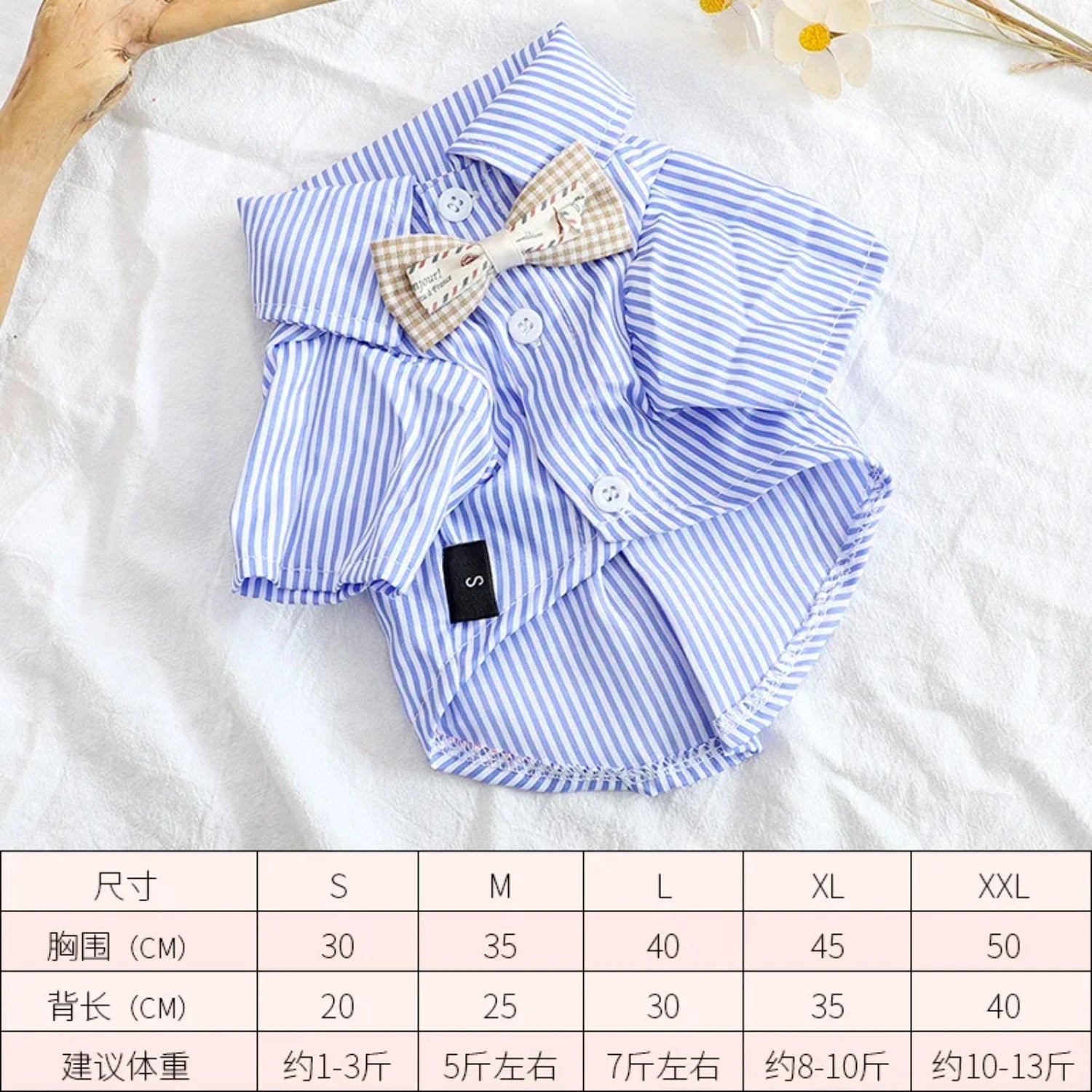 Blue Fashion Thin Striped Bowknot Shirt for Male or Female Dogs