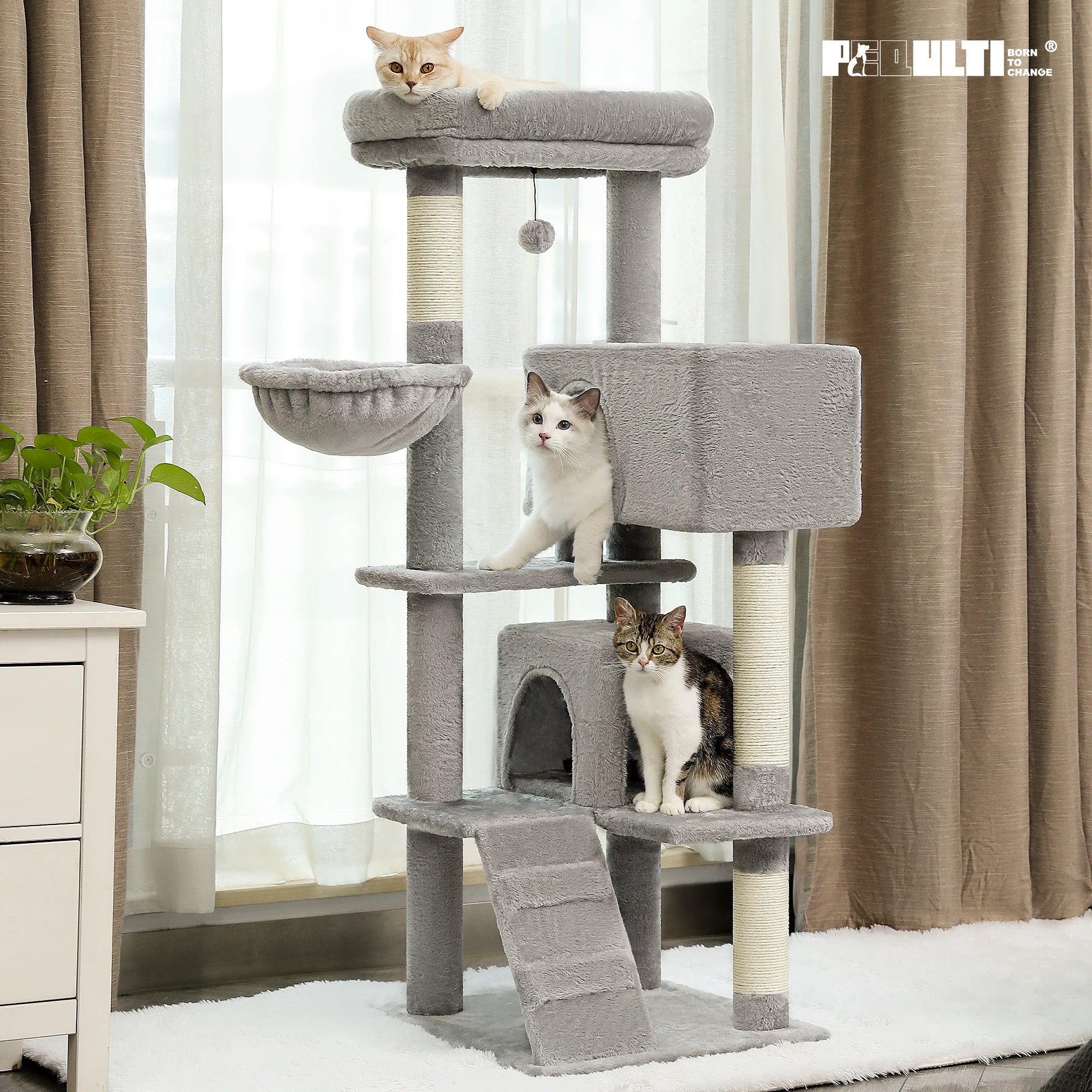 Multi-Level Luxury Cat Tower with a Condo and Cozy Perch