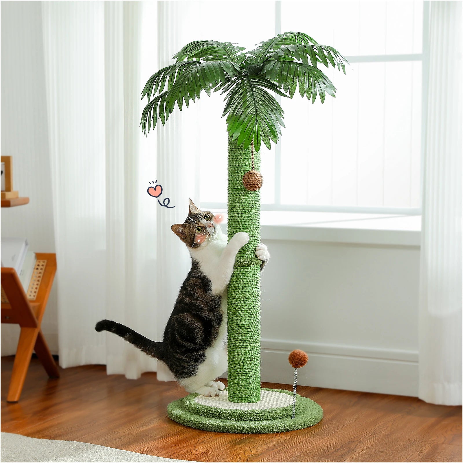 Post Cat Scratcher with Interactive Balls Sisal Covered Kitten Scratch Posts for Indoor Cats