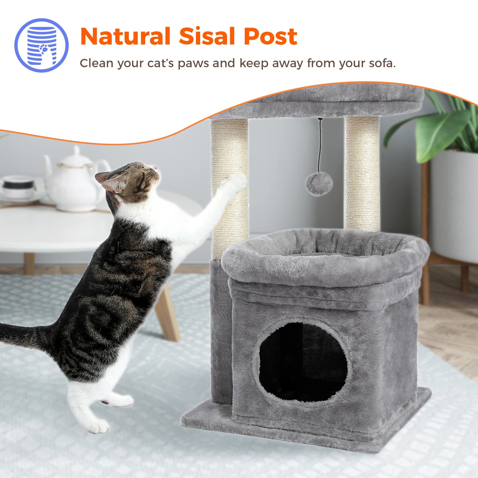 Cat Tower for Indoor Cats with Private Cozy Condo