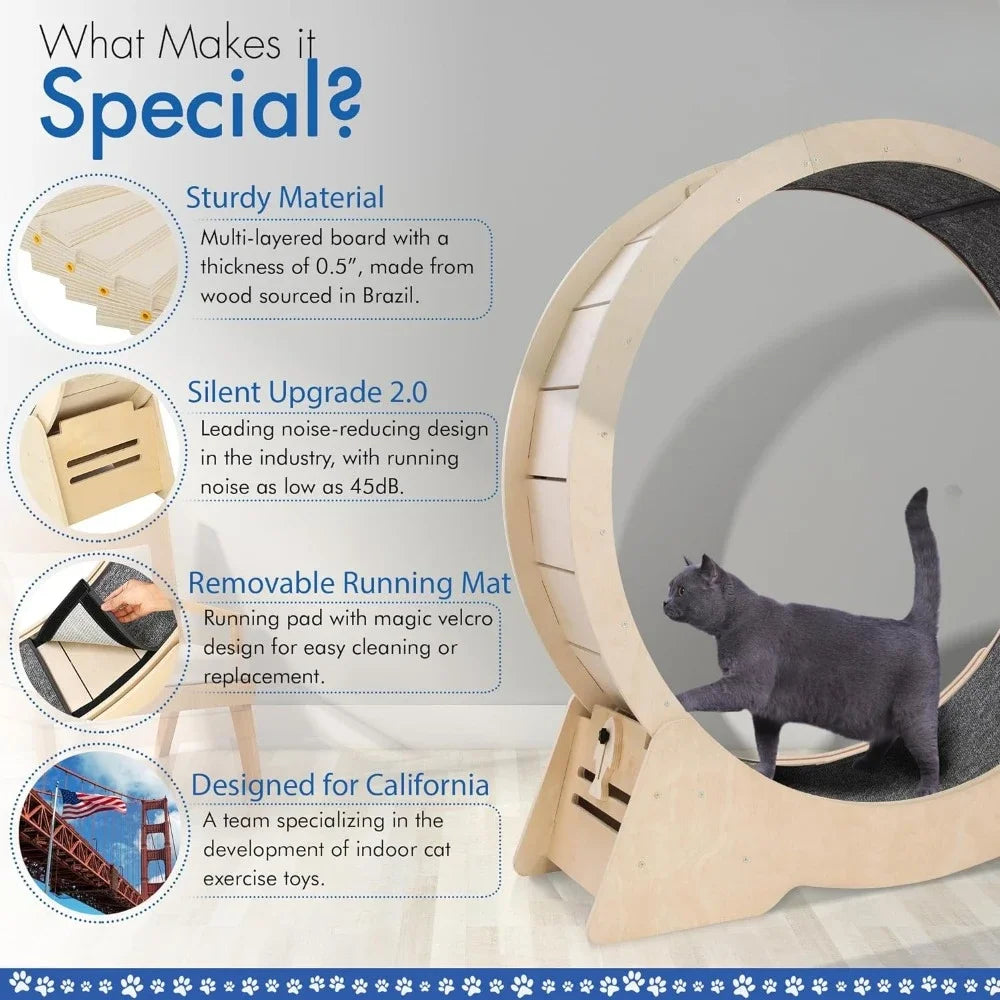 Cat Exercise Wheel - Low-Noise for Indoor Fitness & Health