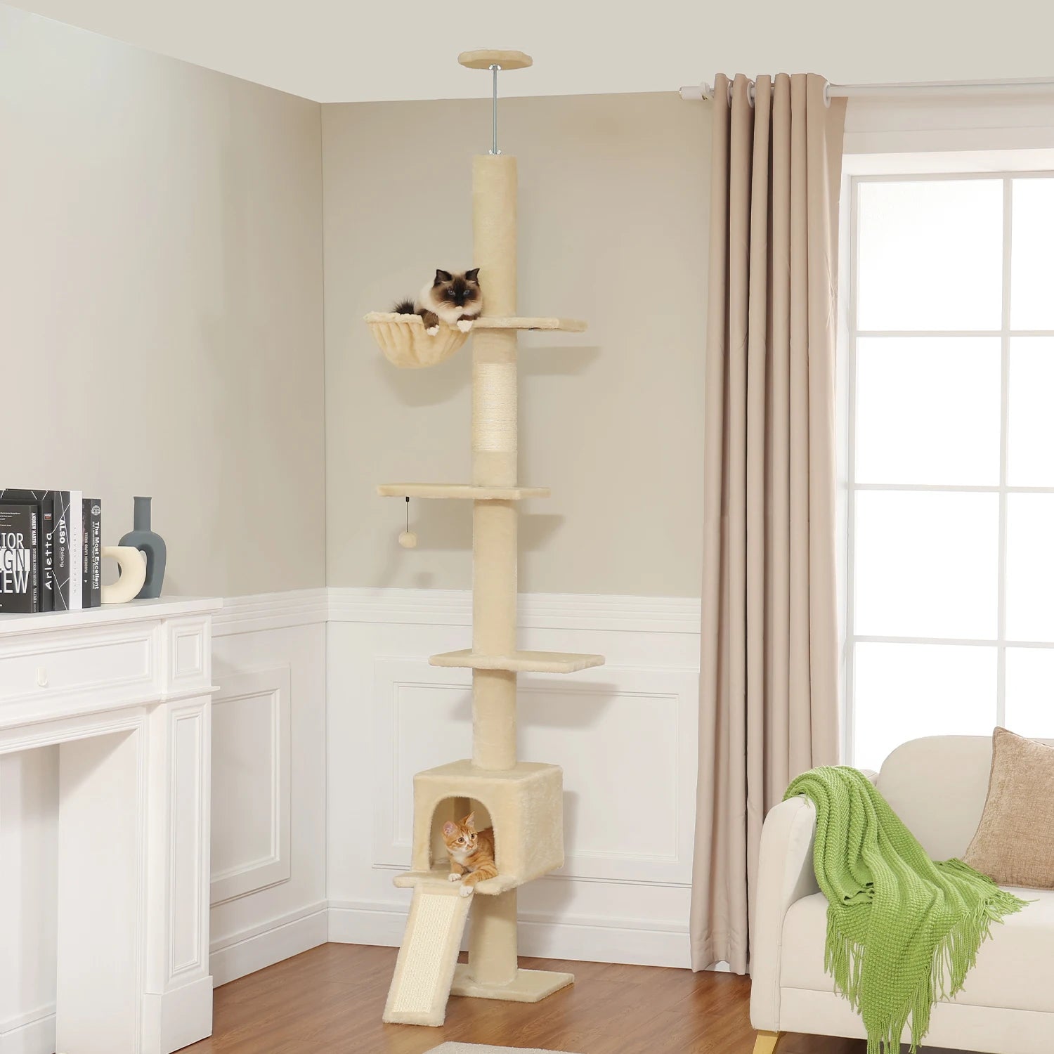 Adjustable Floor to Ceiling Cat Tree Tower 5 Tiers