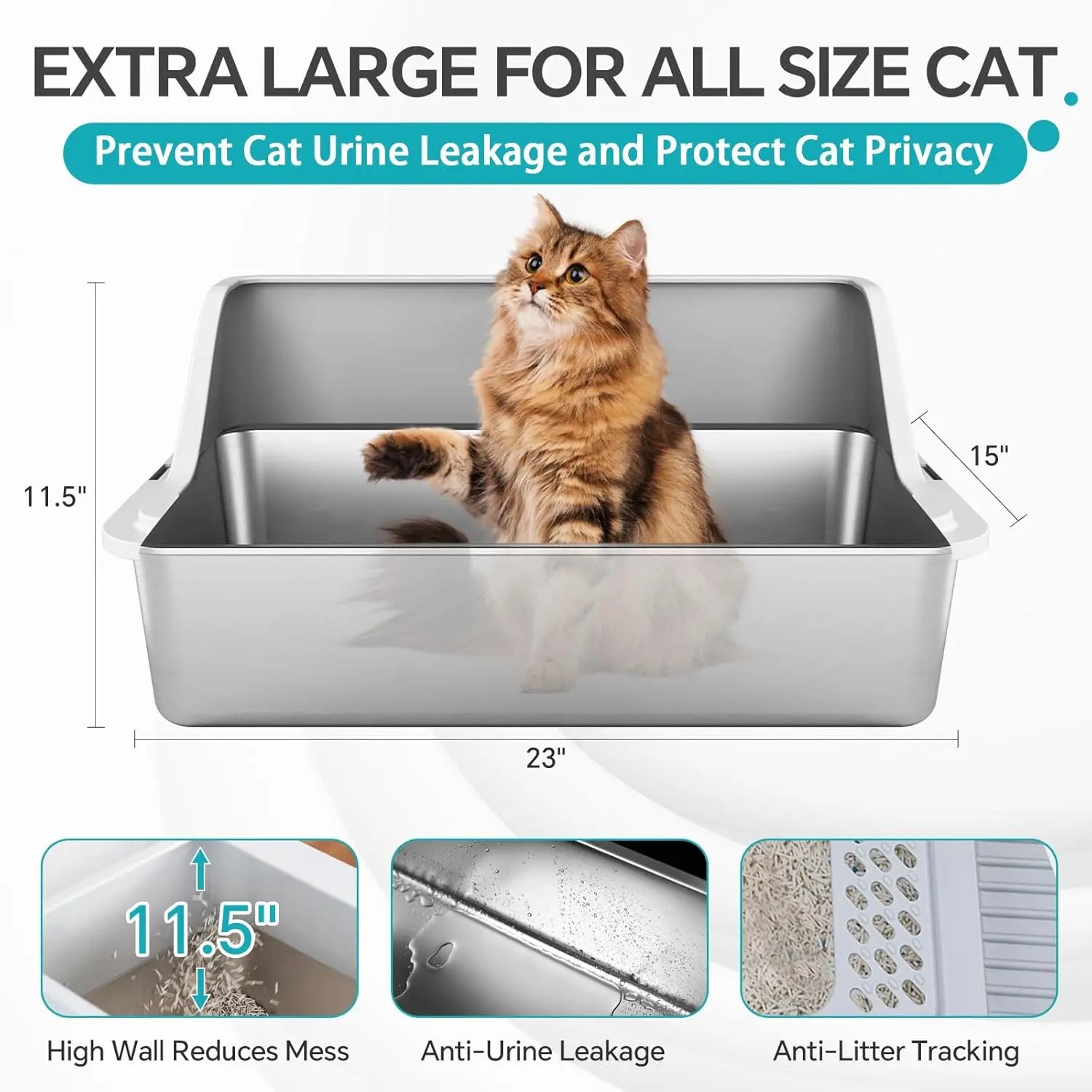 Enclosed Stainless Steel Litter Box for Big Cats