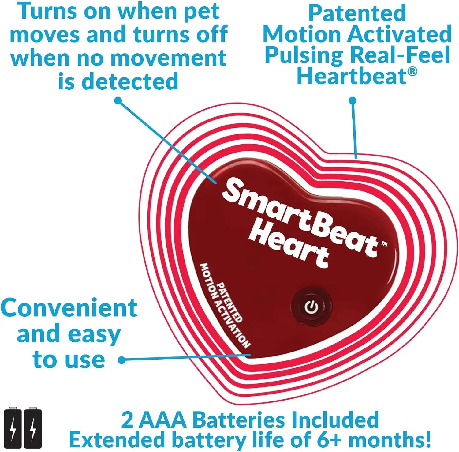 Motion Activated Real Feel Heartbeat for Pet Anxiety Relief