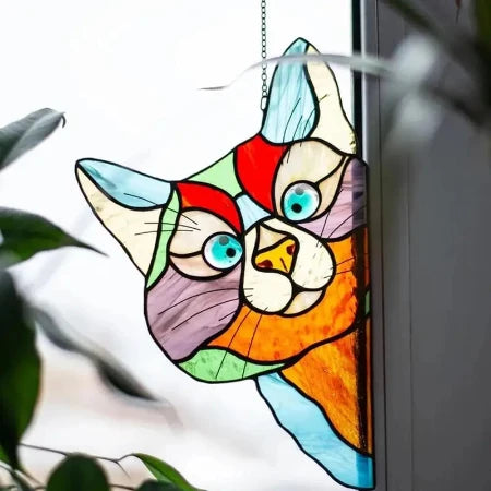 Stained Glass Cat Window Hanger