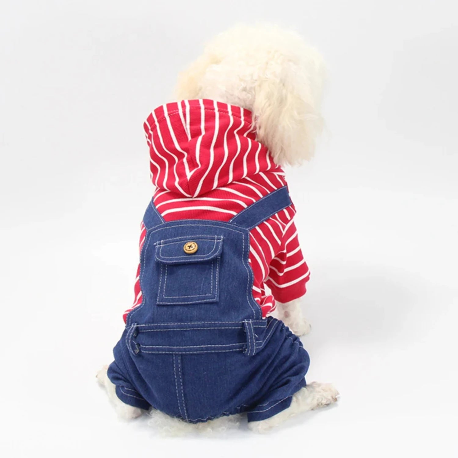 Chic and Adorable Striped Plaid Denim Jumpsuit for Your Dog or Cat