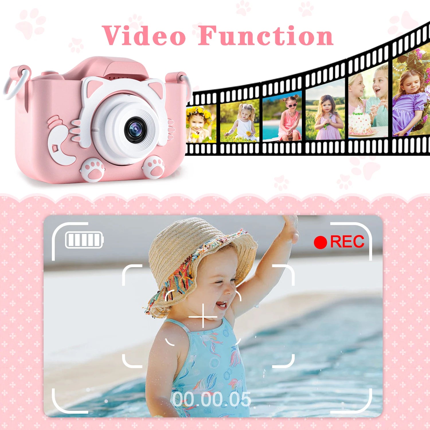 Cute Cat Camera with Silicone Case for Kids