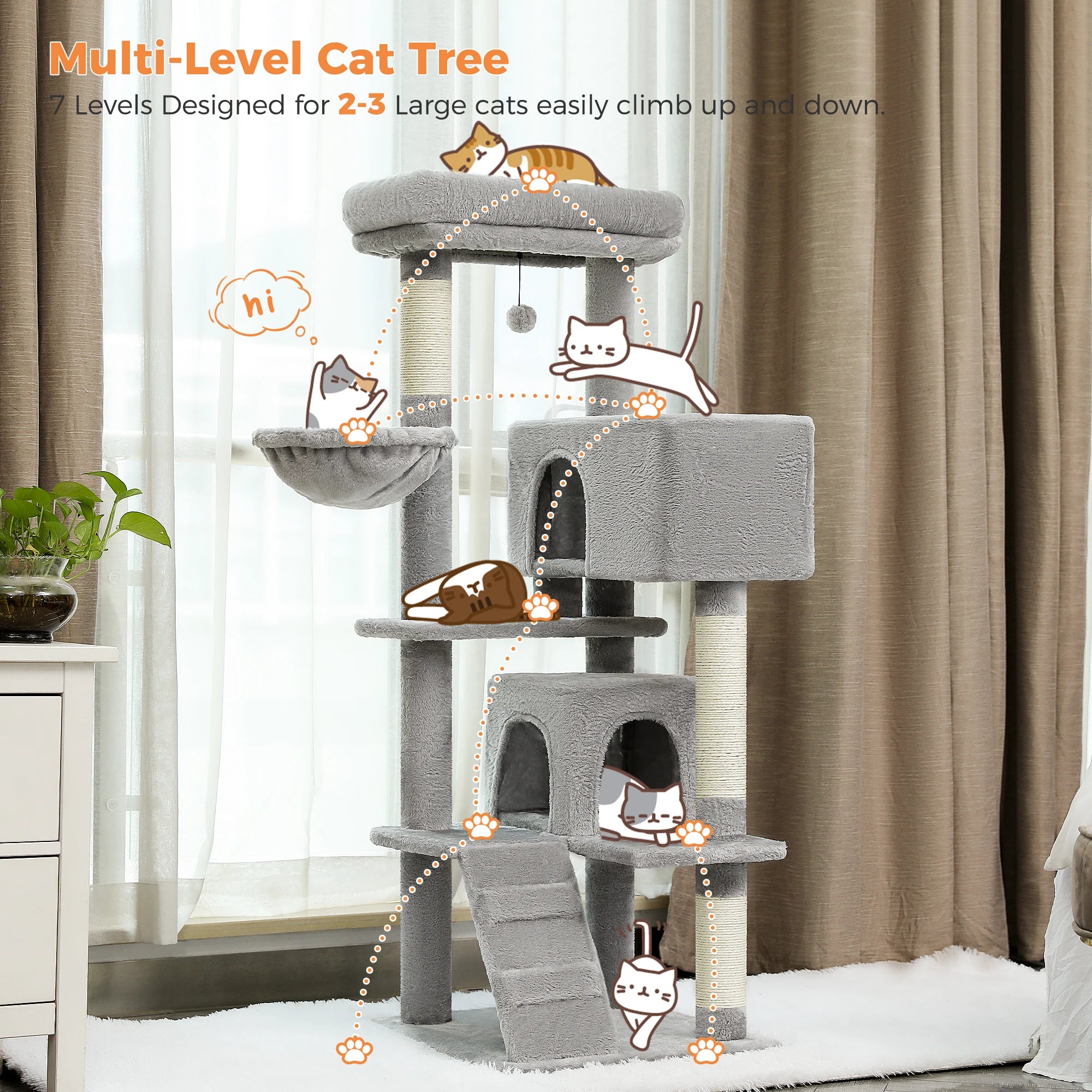 Multi-Level Luxury Cat Tower with a Condo and Cozy Perch