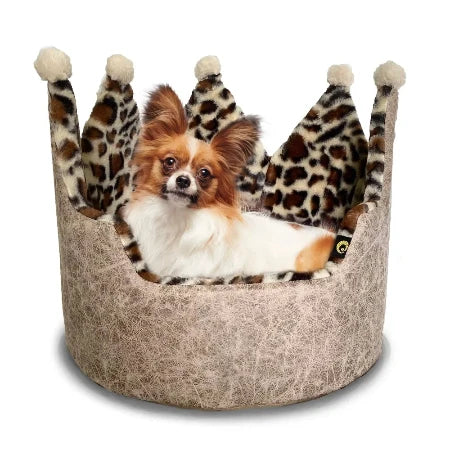 Leopard Crown Dog or Cat Bed in Four Colors