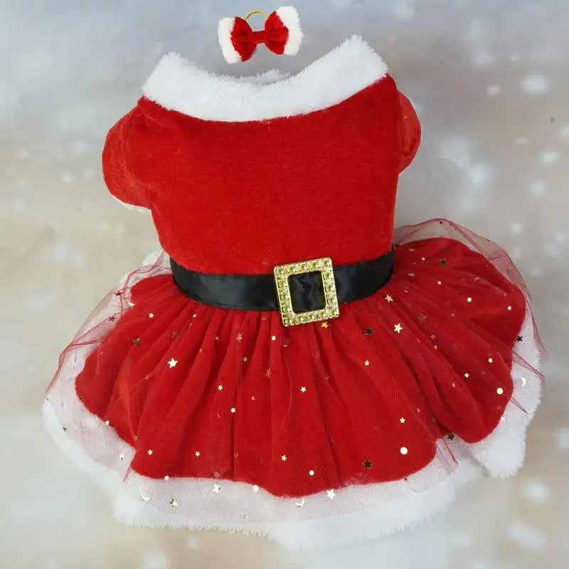 Santa's Little Helper: The Sparkling Holiday Dress for Paws!