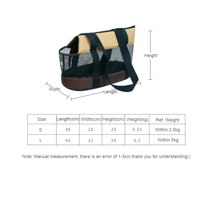 Breathable Portable Shoulder Bag for Small Dogs or Cats