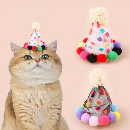 Cat & Dog Party Hat With Adjustable Decorative Headbands