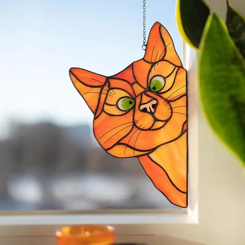 Stained Glass Cat Window Hanger