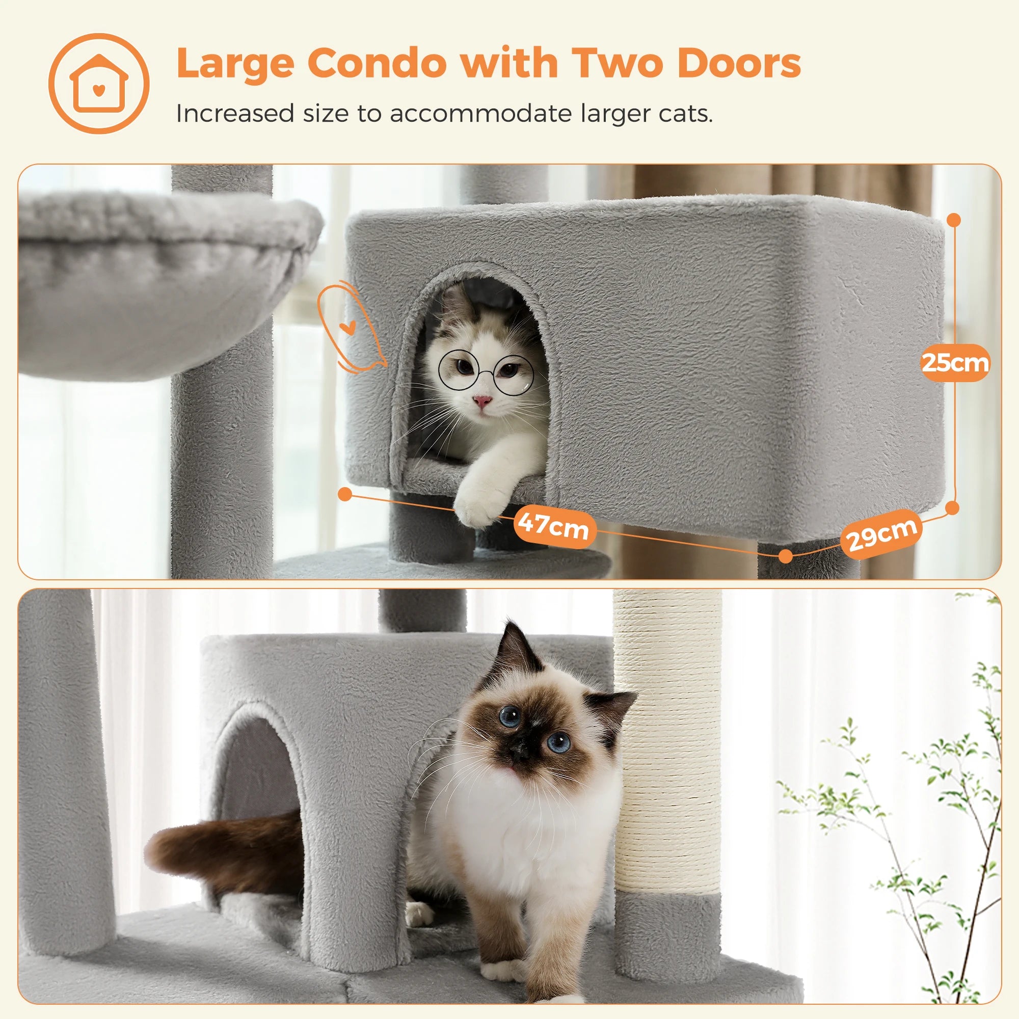 Multi-Level Luxury Cat Tower with a Condo and Cozy Perch