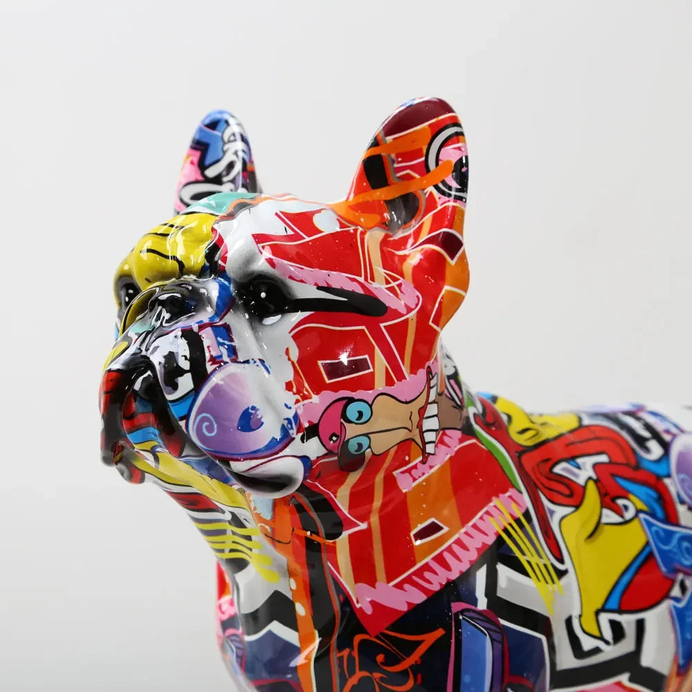 Modern Colorful French Bulldog Statue