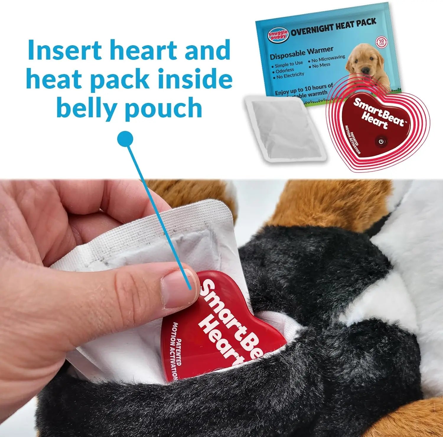 Motion Activated Real Feel Heartbeat for Pet Anxiety Relief