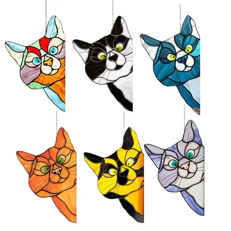 Stained Glass Cat Window Hanger