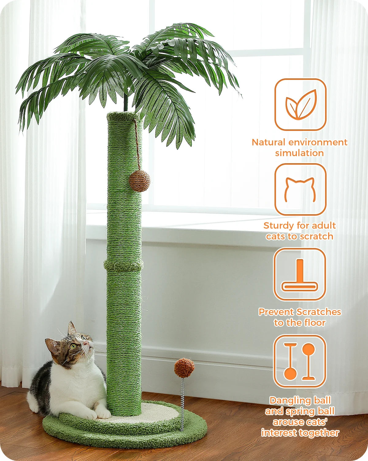 Post Cat Scratcher with Interactive Balls Sisal Covered Kitten Scratch Posts for Indoor Cats