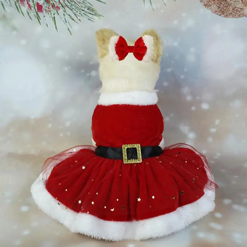 Santa's Little Helper: The Sparkling Holiday Dress for Paws!