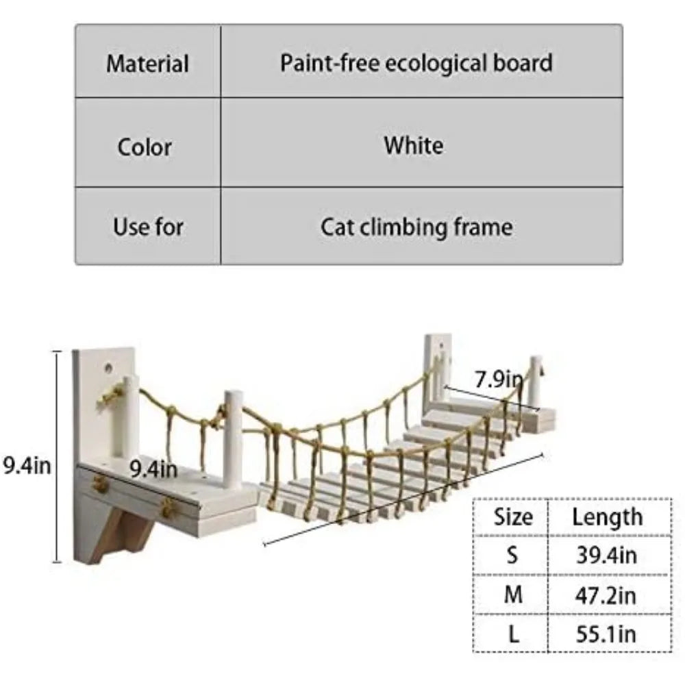 Wooden Wall-Mounted Cat Bridge With 2 Fixed Brackets