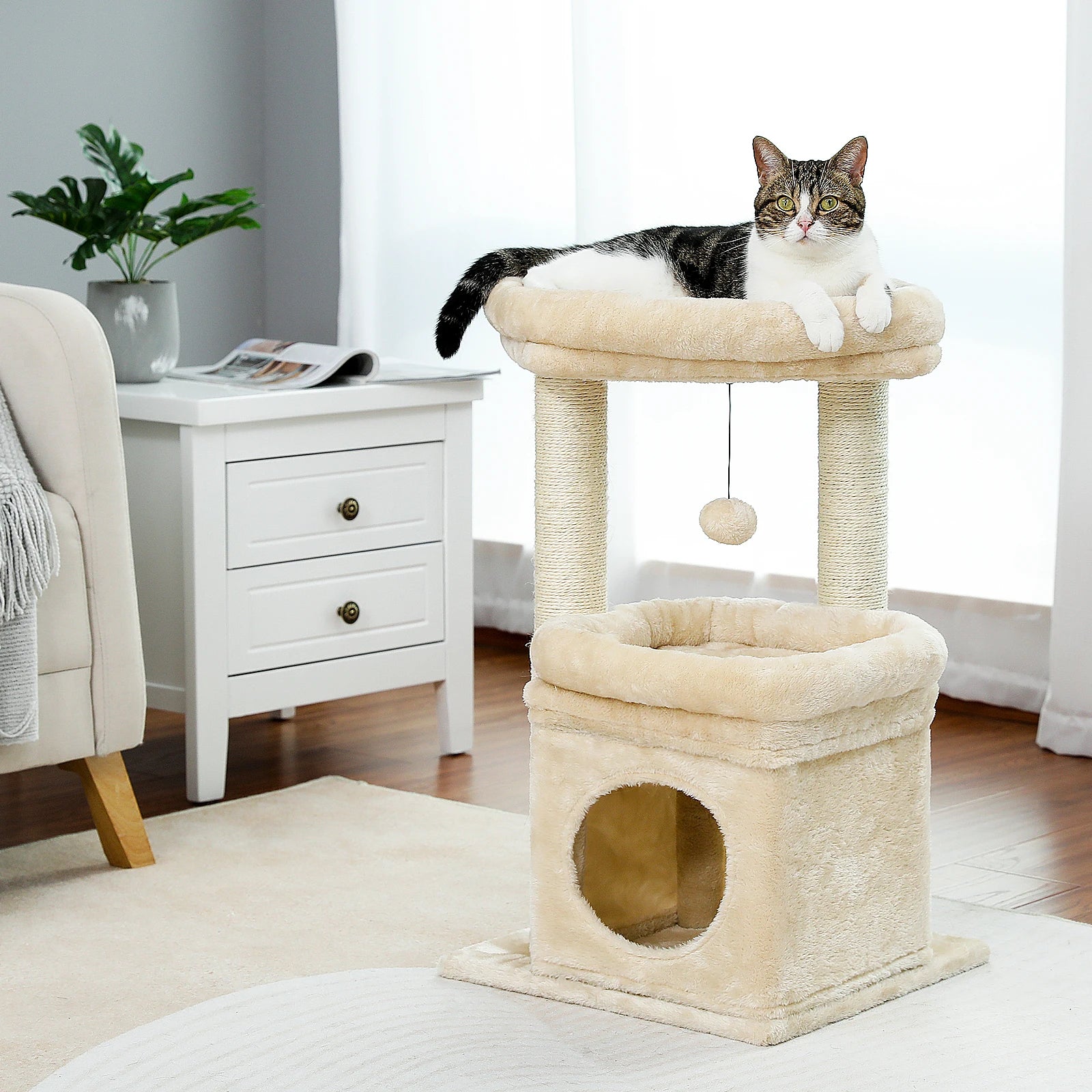 Cat Tower for Indoor Cats with Private Cozy Condo