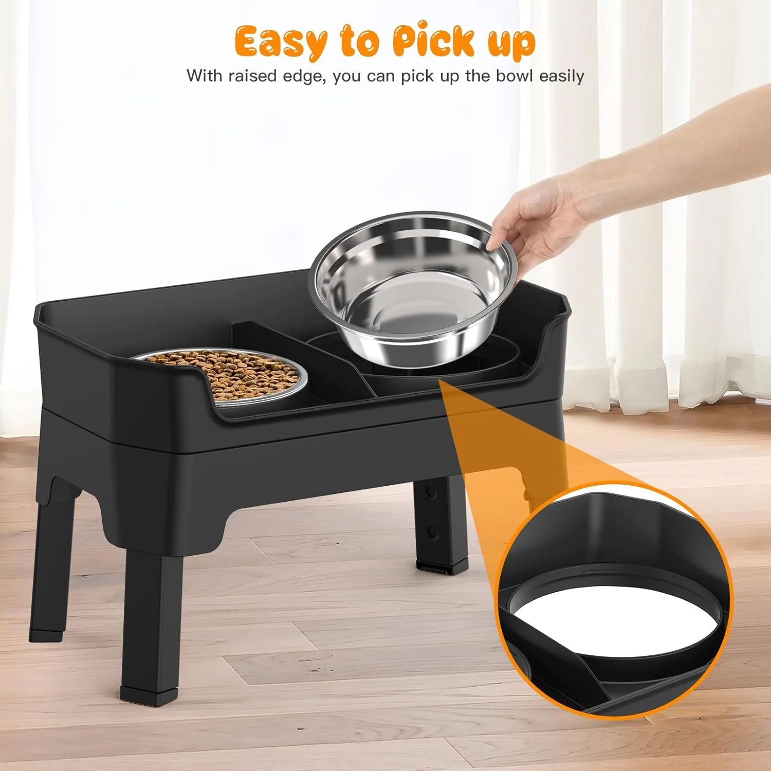 Elevated Pet Feeder Stand With Stainless Steel Double Bowls