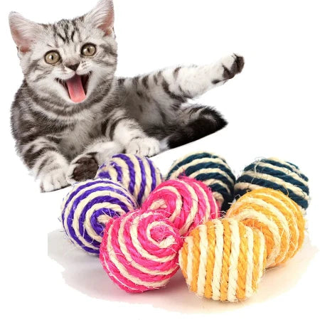 Colorful, Vibrant, Durable Braided Sisal Cat Toy for Interactive Play - Promotes Health Benefits and Exercise