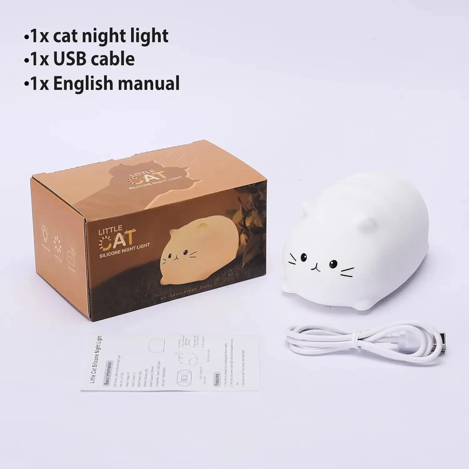 Rechargeable Cat LED Night Light for Children's Bedroom