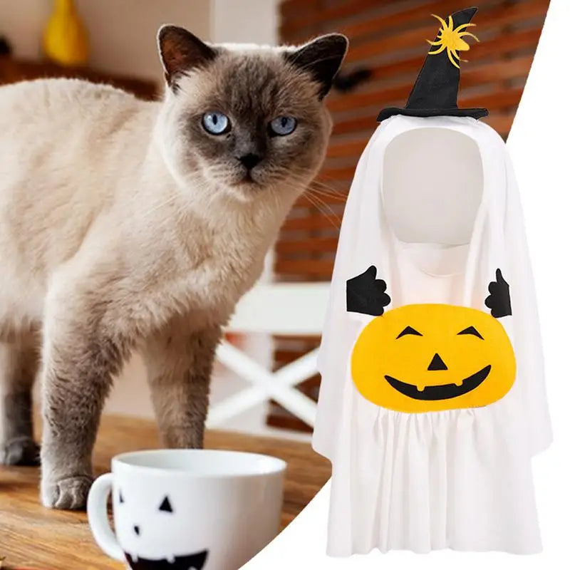 Pet Ghost Cosplay Costume with Witch Hat