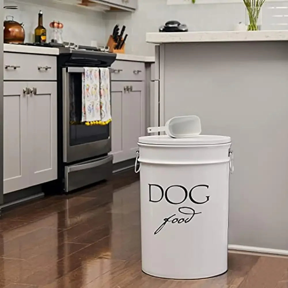 Large White Dog Food Canister 40 lbs