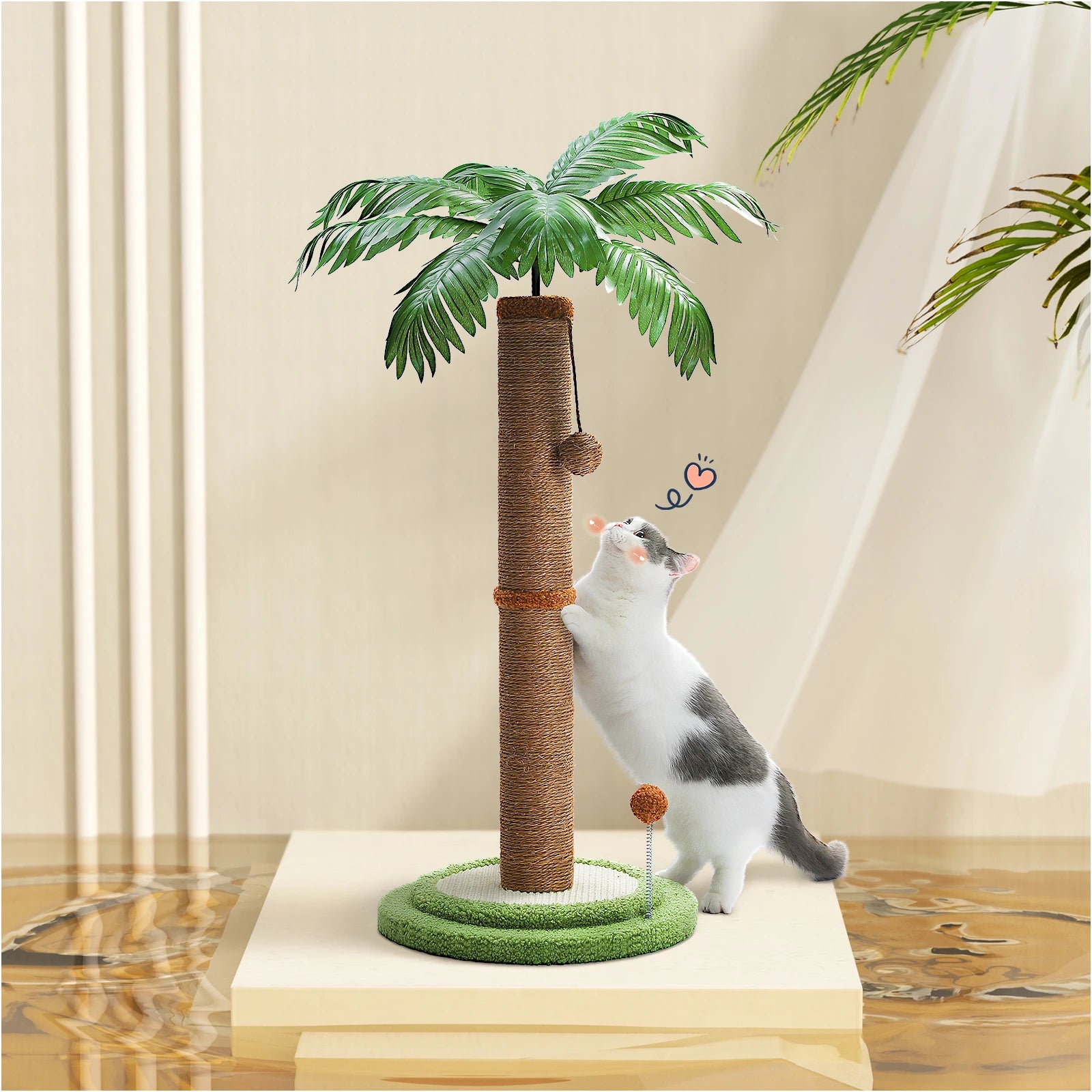 Post Cat Scratcher with Interactive Balls Sisal Covered Kitten Scratch Posts for Indoor Cats