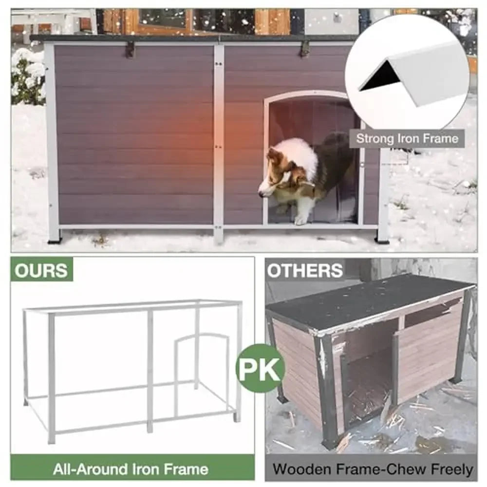 Extra Large Insulated Outdoor Dog House with Metal Frame