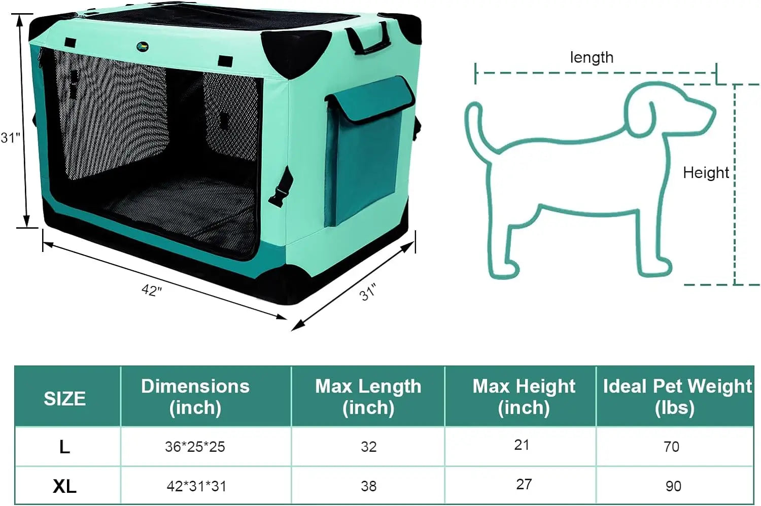 42-inch Portable Crate for Large Dogs-LIMITED QUANTITY!