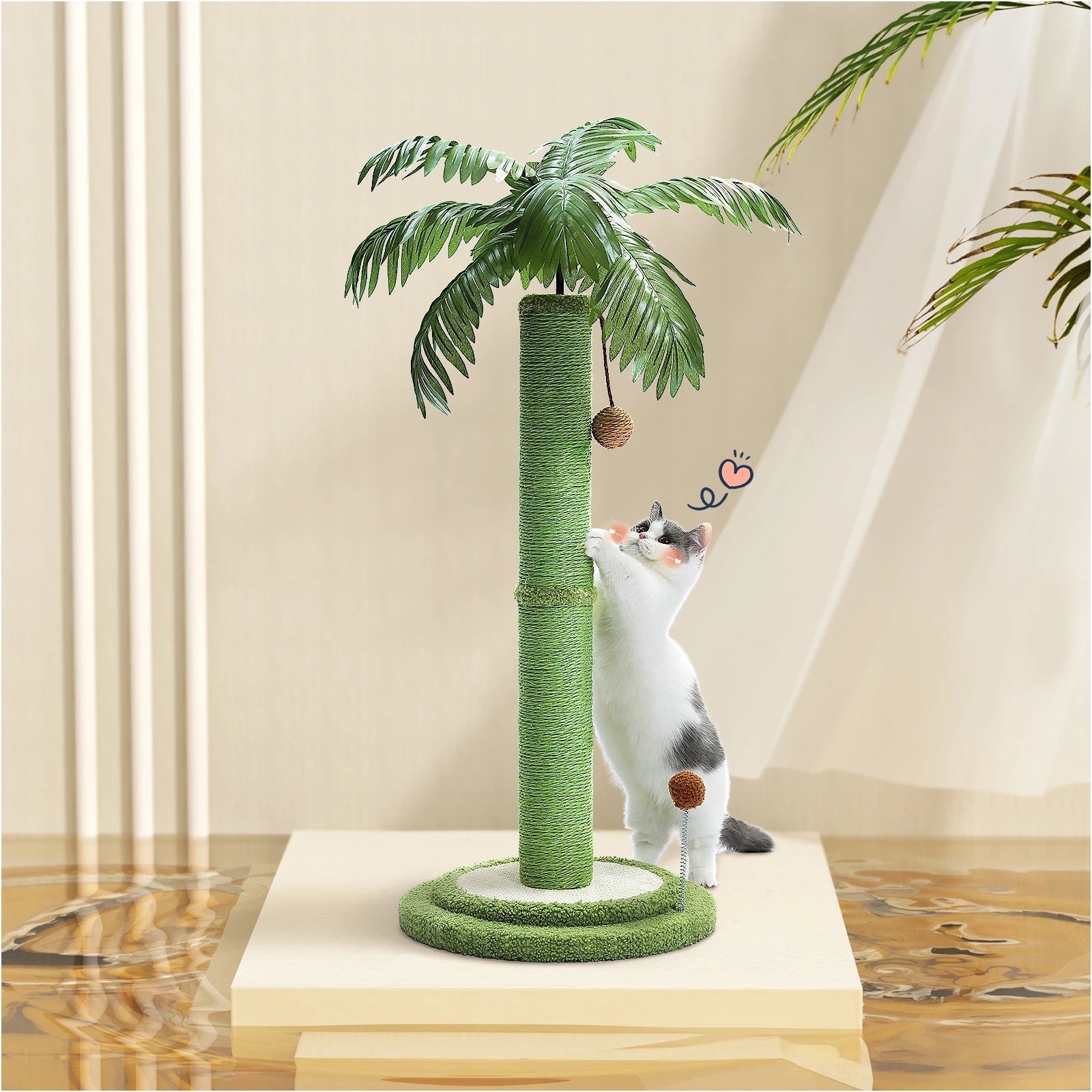 Post Cat Scratcher with Interactive Balls Sisal Covered Kitten Scratch Posts for Indoor Cats