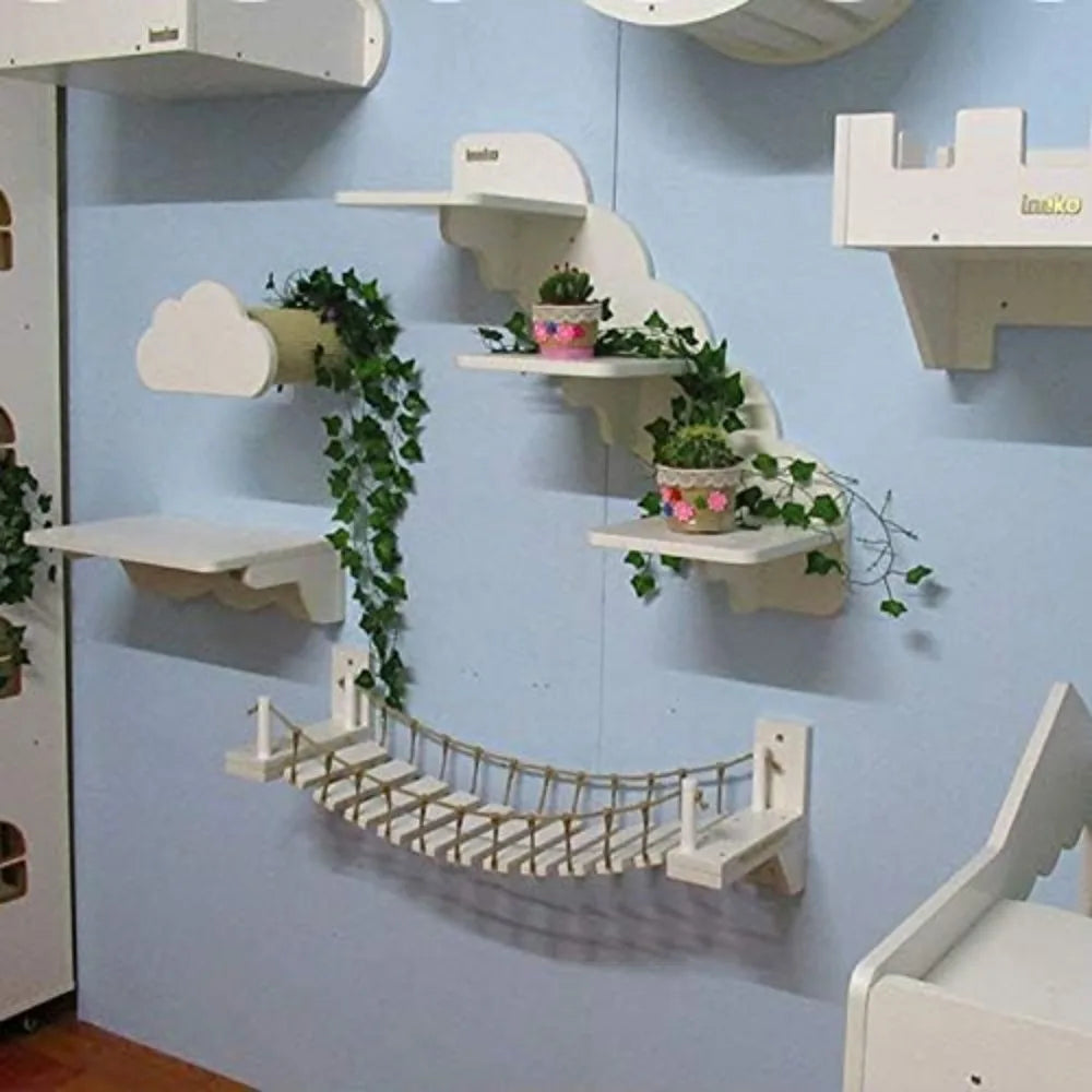 Wooden Wall-Mounted Cat Bridge With 2 Fixed Brackets