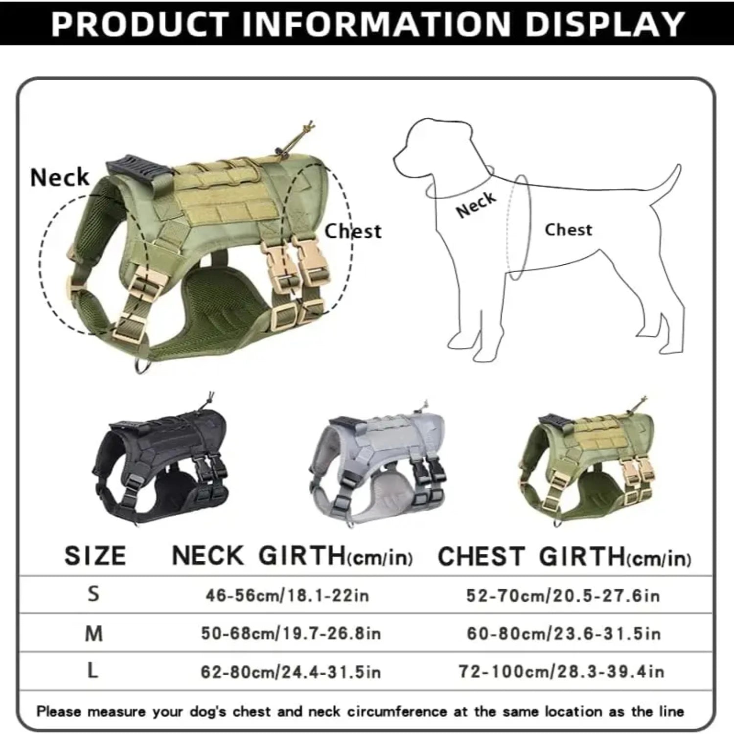 Military Tactical Dog Harness for Medium to Large Dogs