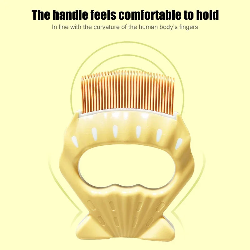 Cat Comb Massage Brush, Shell Shaped Handle, Removes Loose Hairs