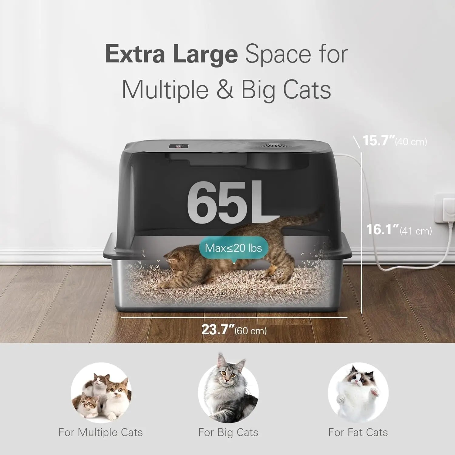 Odor Control Stainless Steel Extra Large Litter Box