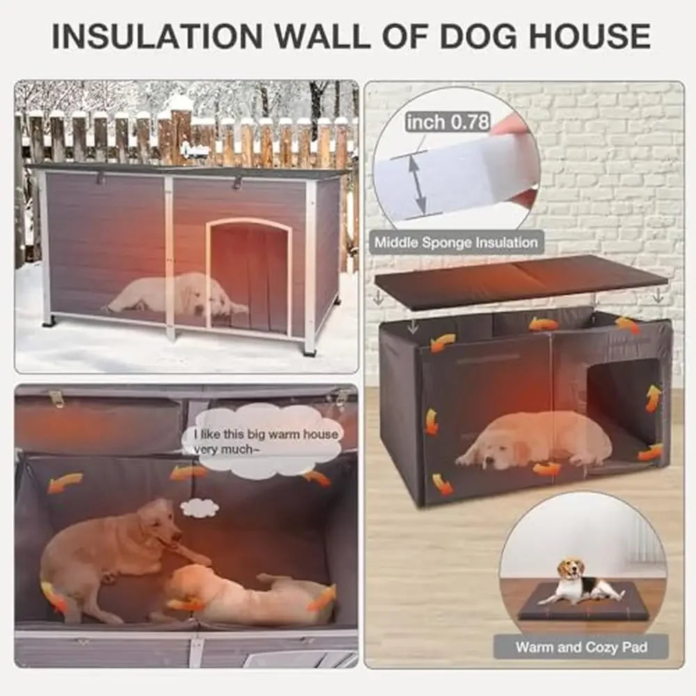 Extra Large Insulated Outdoor Dog House with Metal Frame